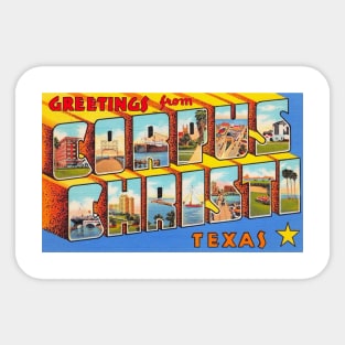 Greetings from Corpus Christi, Texas - Vintage Large Letter Postcard Sticker